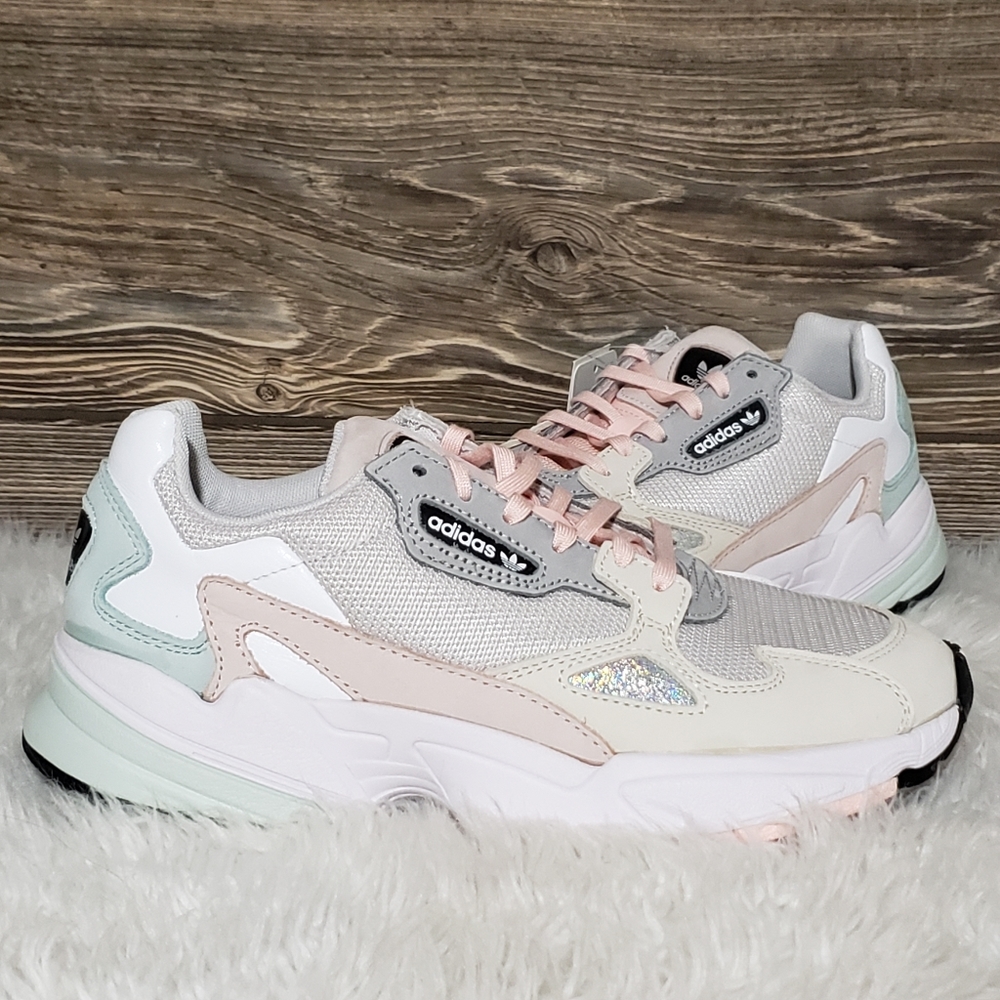 New Adidas Falcon Grey White Mint Chunky Sneaker - Picture 2 of 8
